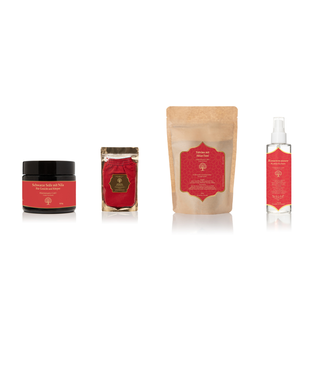 Hammam Starter Pack, Aker Fassi version: Deep Cleansing Aker Fassi Beldi Soap, Tabrima Mask & Damask Rose Water