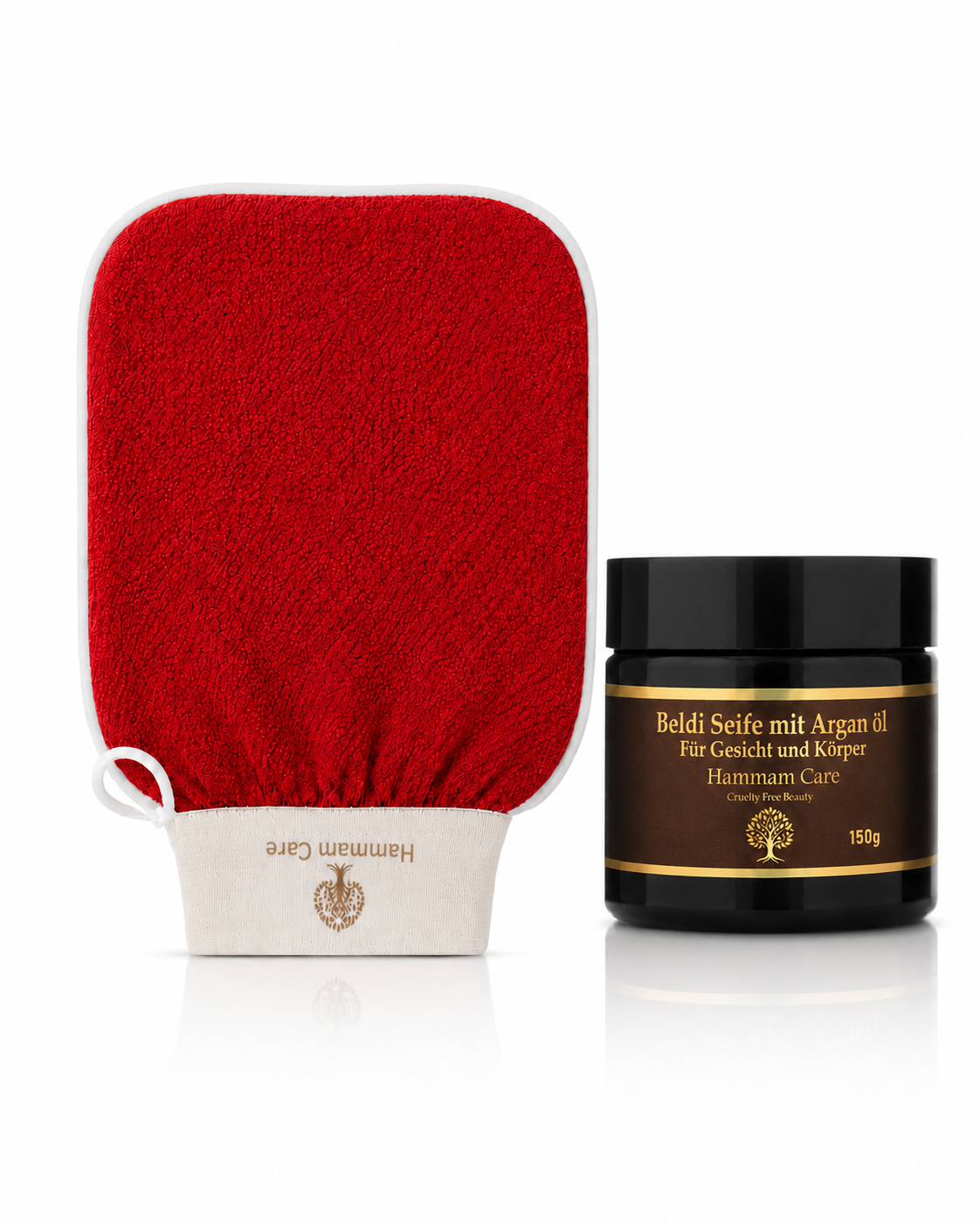 Basic Hammam Set: Argan Beldi Soap & Kessa Mitt