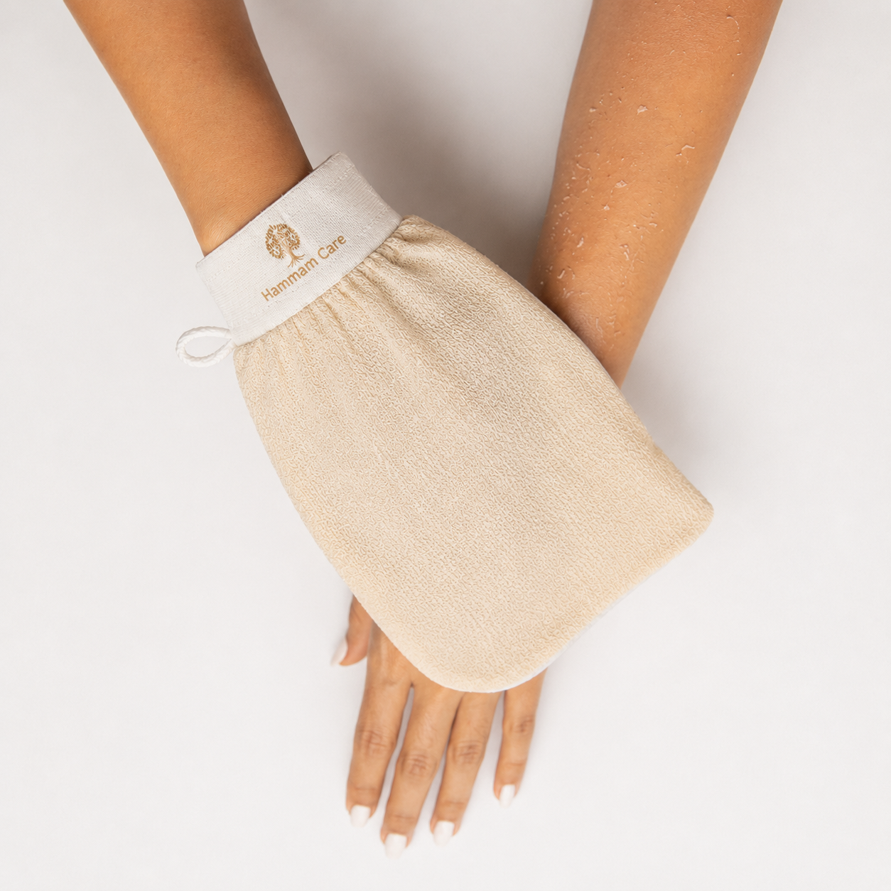 Basis-Hammam-Set: Akkar Fassi & Olive-Beldi-Seife mit Kessa-Handschuh