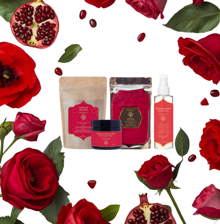 مجموعة بداية الحمام، نسخة العكر فاسي: صابون العكر فاسي البلدي للتنظيف العميق، قناع التبريما وماء الورد الدمشقي