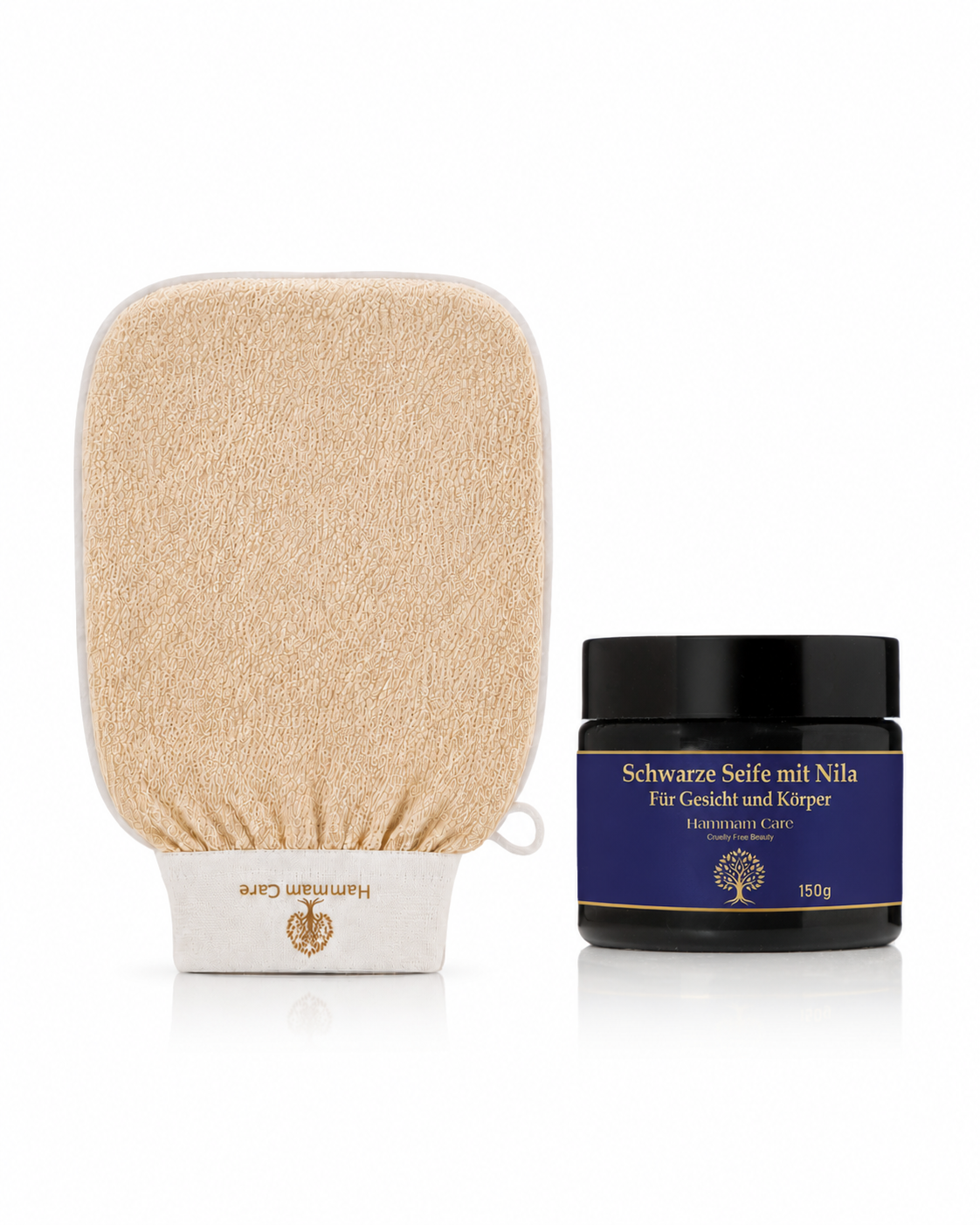 Basic Hammam Set: Olive & Nila Beldi Soap with Kessa Mitt