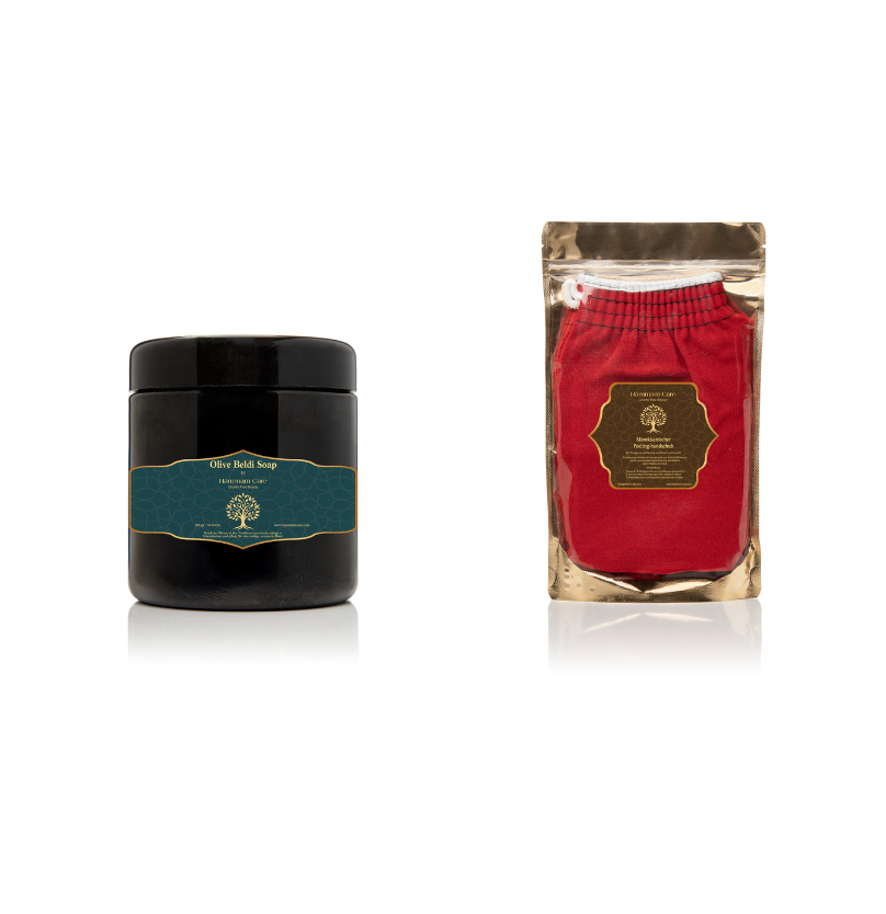 Basic Hammam Set: Olive Beldi Soap & Kessa Mitt