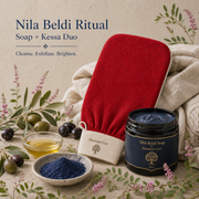 Basic Hammam Set: Olive & Nila Beldi Soap with Kessa Mitt